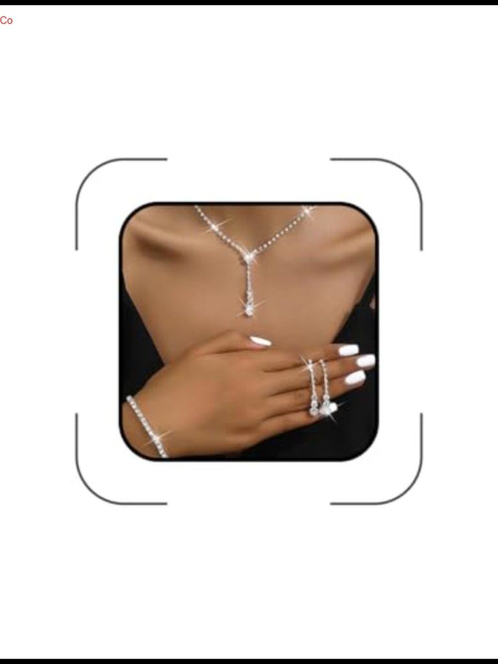 Rhinestone Crystal Jewelry Set Silver Earrings Necklace Bracelet Wedding Prom